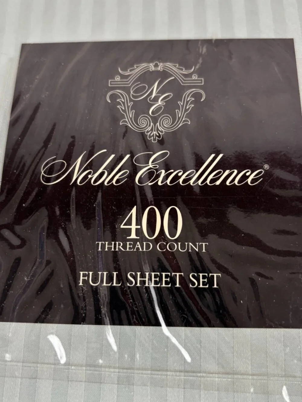 Noble Excellence Melani Full Sheet Set Cotton Sateen Dobby Stripe 400 TC